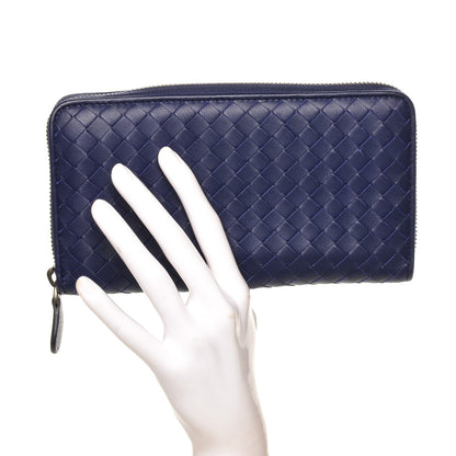 Bottega Veneta Nappa Intrecciato Zip Around Wallet Blue 2 of 6