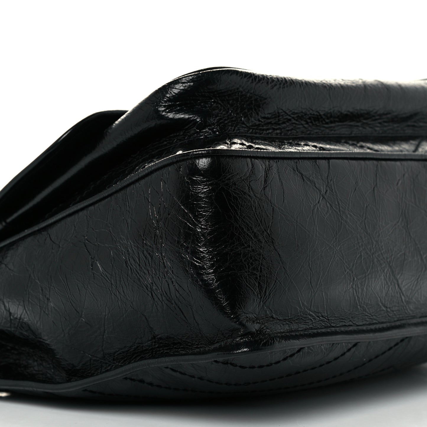 Crinkled Calfskin Matelasse Monogram Large Niki Chain Satchel Black
