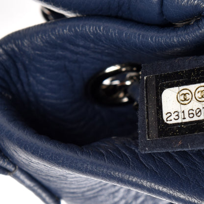 Chanel Deerskin Chevron Medium Chain Bucket Bag Blue 8 of 9