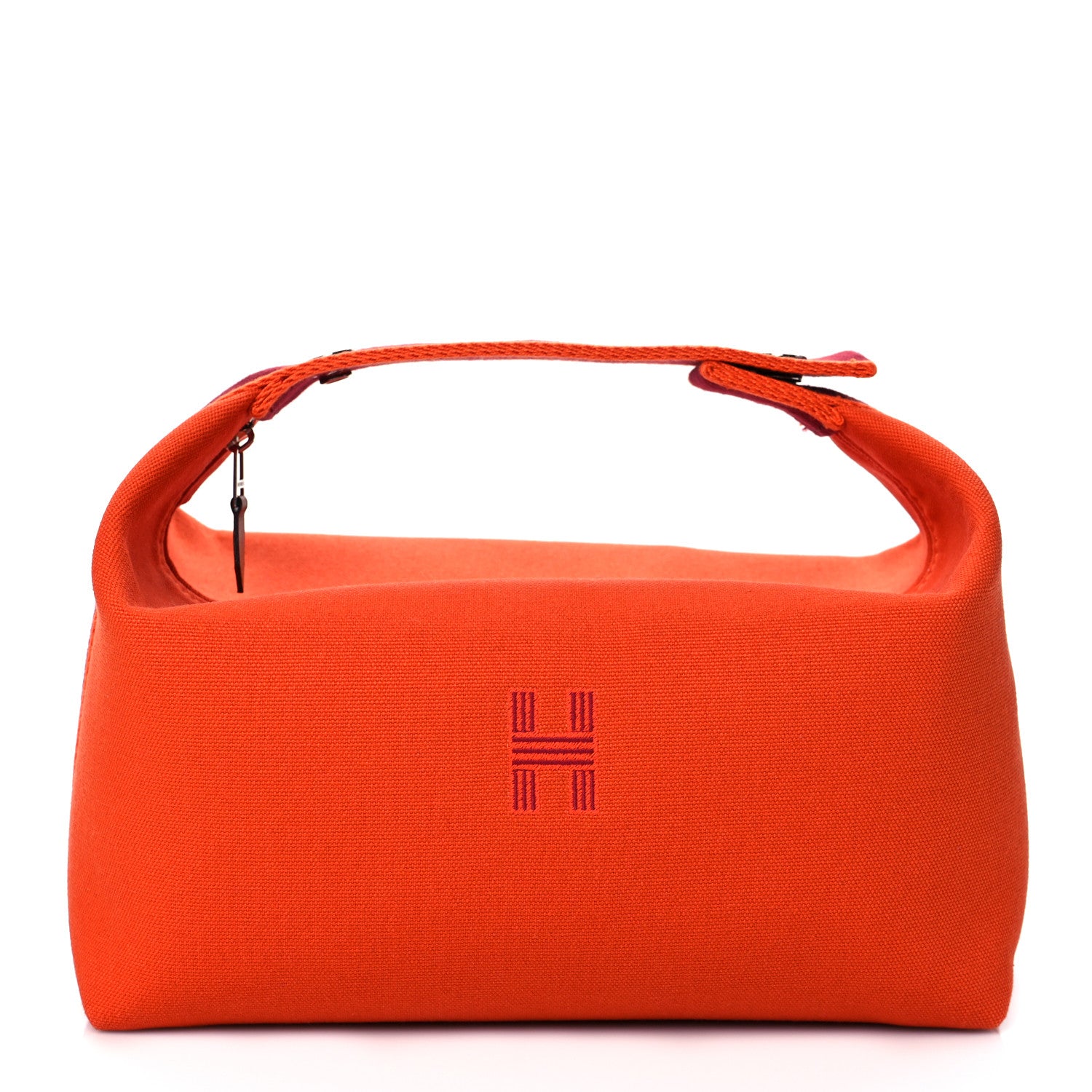 Hermes Canvas Large Bride-A-Brac Pouch Orange Feu Burgundy 1 of 9