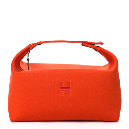 Hermes Canvas Large Bride-A-Brac Pouch Orange Feu Burgundy 1 of 9