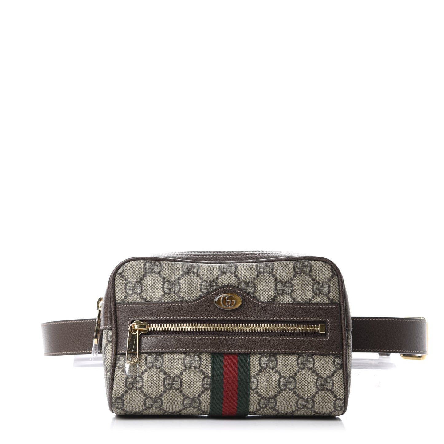 GG Supreme Monogram Web Small Ophidia Belt Bag 95 38 Dark Brown