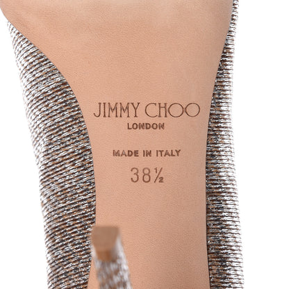 Jimmy Choo Metallic Lame Fabric Crystal Bow Veil 100 Pumps 36 Silver 7 of 9