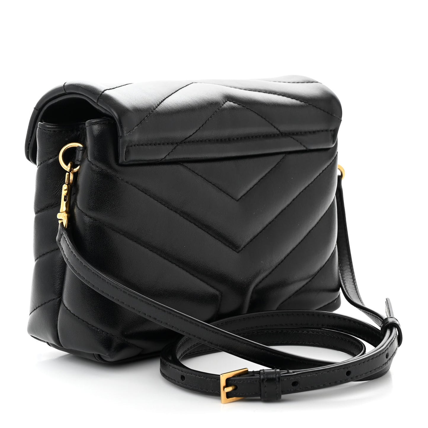 Calfskin Y Quilted Monogram Toy Loulou Crossbody Bag Black
