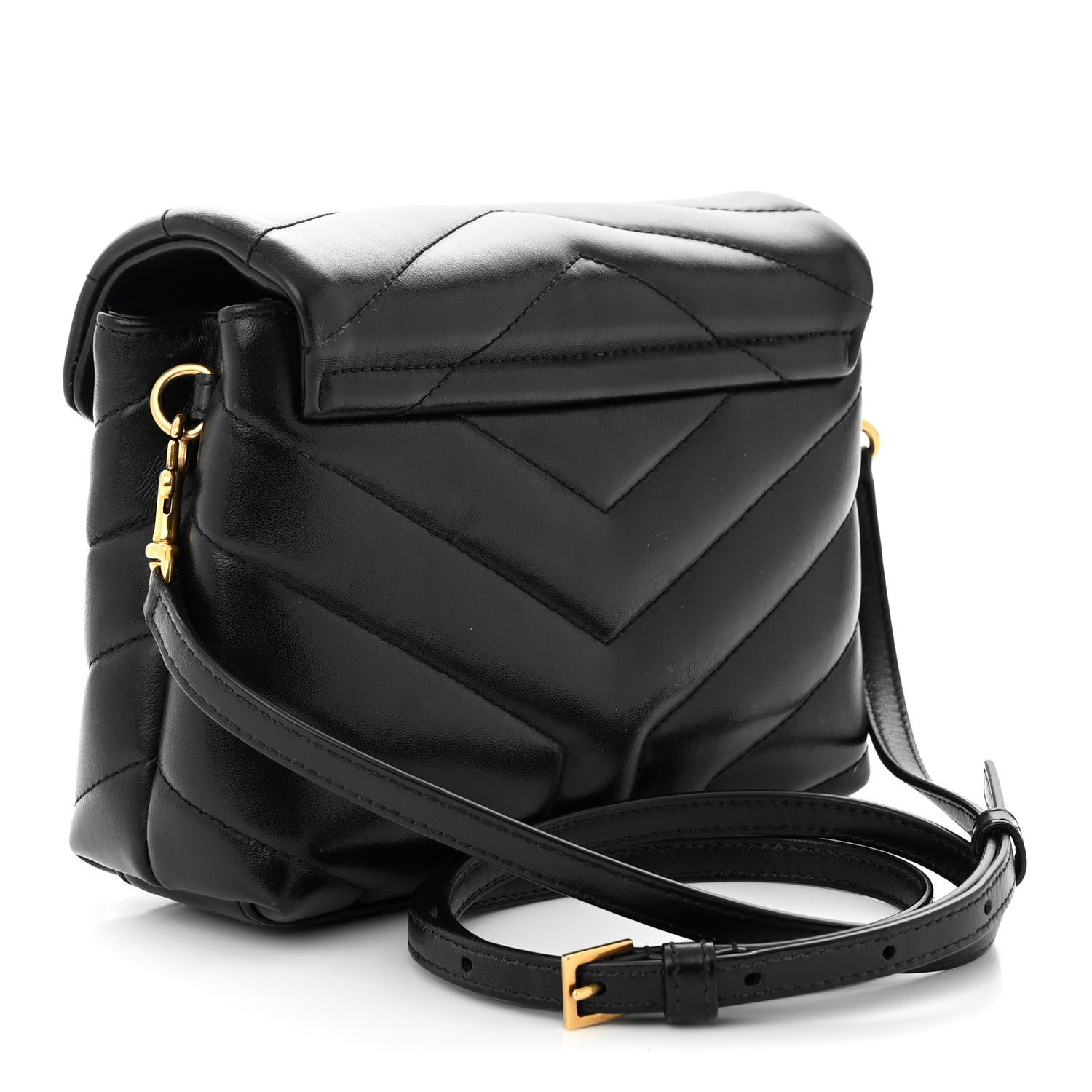 Saint Laurent Calfskin Y Quilted Monogram Toy Loulou Crossbody Bag Black 3 of 12