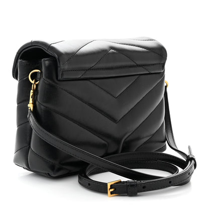 Saint Laurent Calfskin Y Quilted Monogram Toy Loulou Crossbody Bag Black 3 of 12
