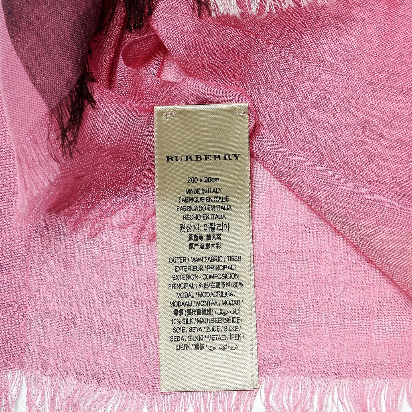Modal Cashmere Silk Mega Check Scarf Rose Pink