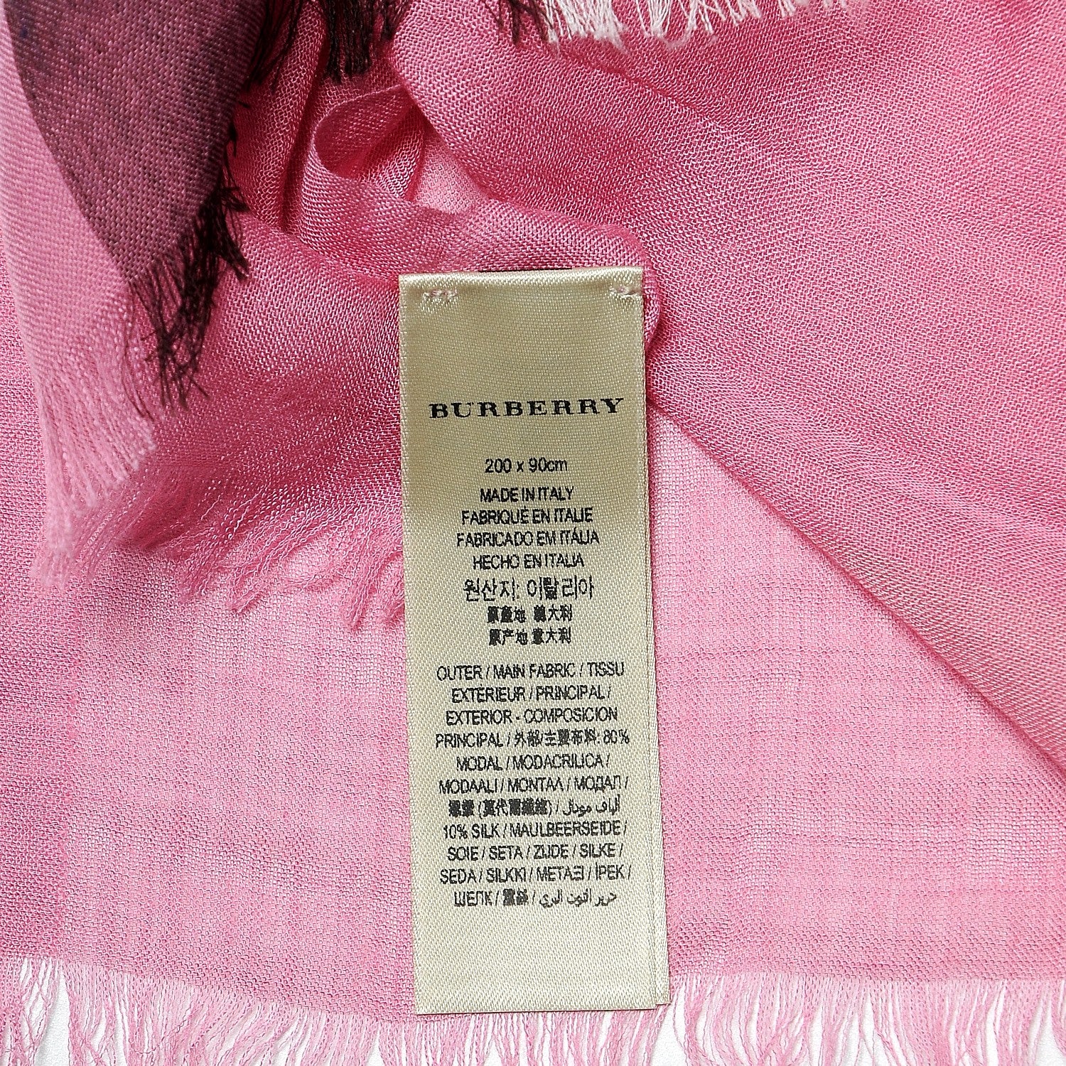 Burberry Modal Cashmere Silk Mega Check Scarf Rose Pink 5 of 5