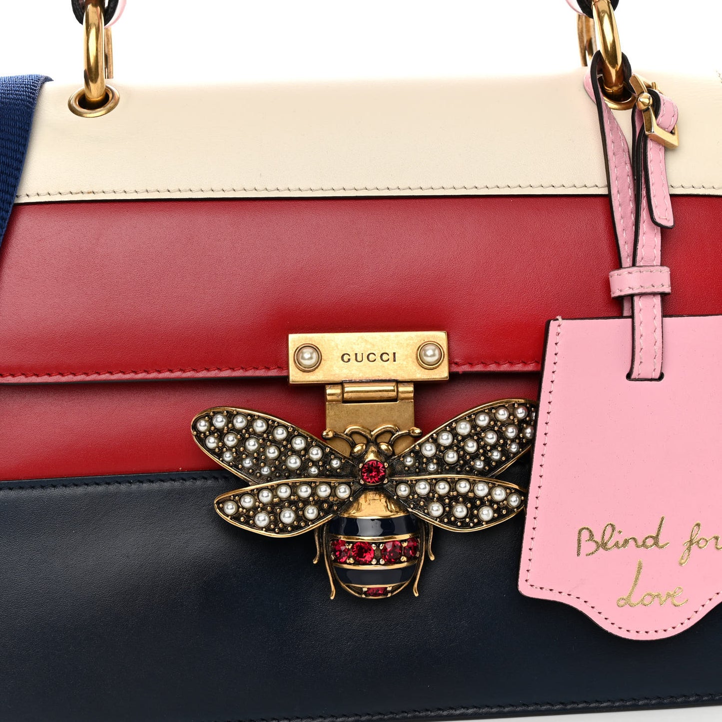 Calfskin Sylvie Web Small Queen Margaret Top Handle Bag Blue Agata Hibiscus Red Mystic White Sugar Pink