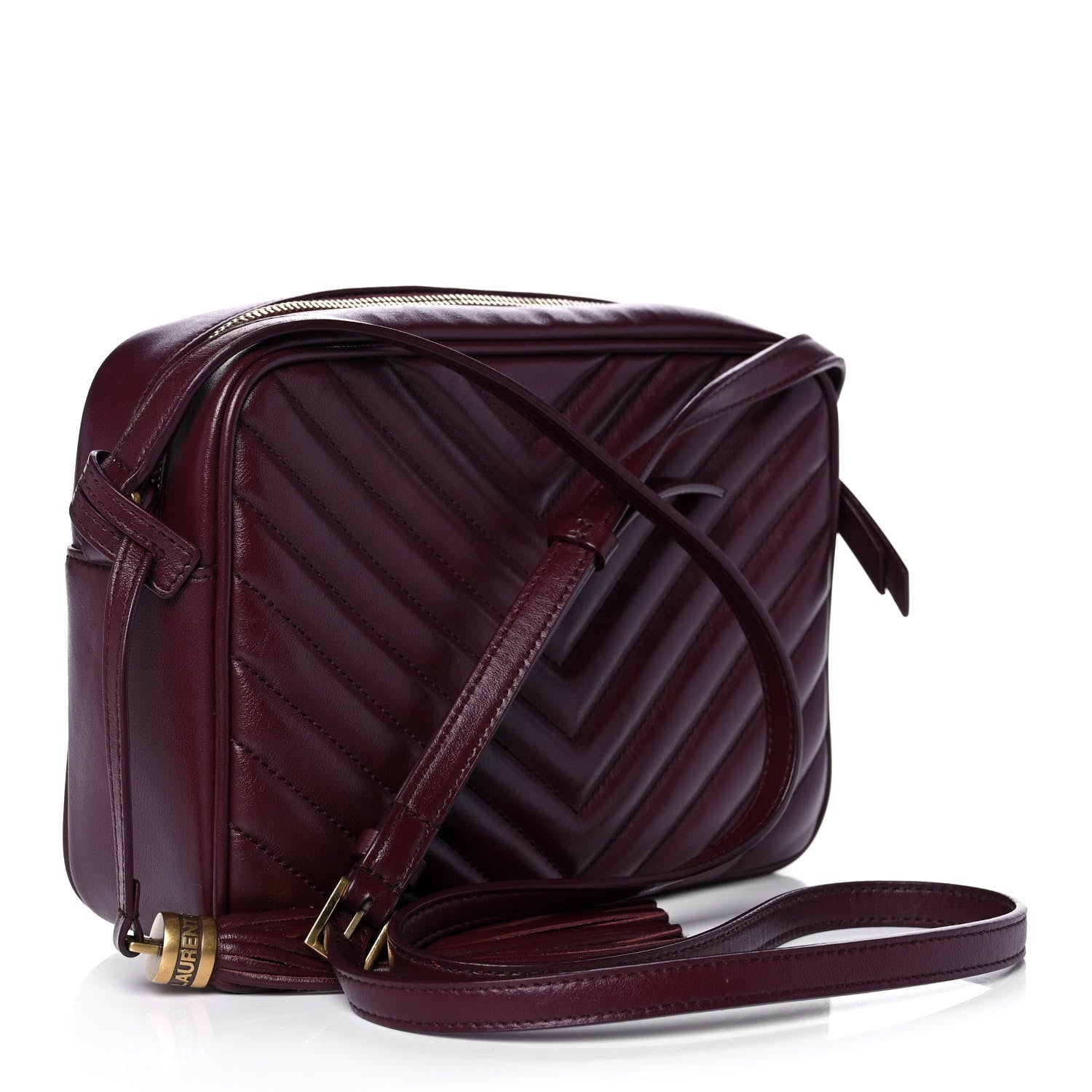 Saint Laurent Calfskin Matelasse Monogram Lou Camera Bag Dark Legion Red 3 of 12