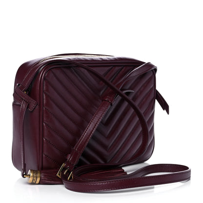 Saint Laurent Calfskin Matelasse Monogram Lou Camera Bag Dark Legion Red 3 of 12