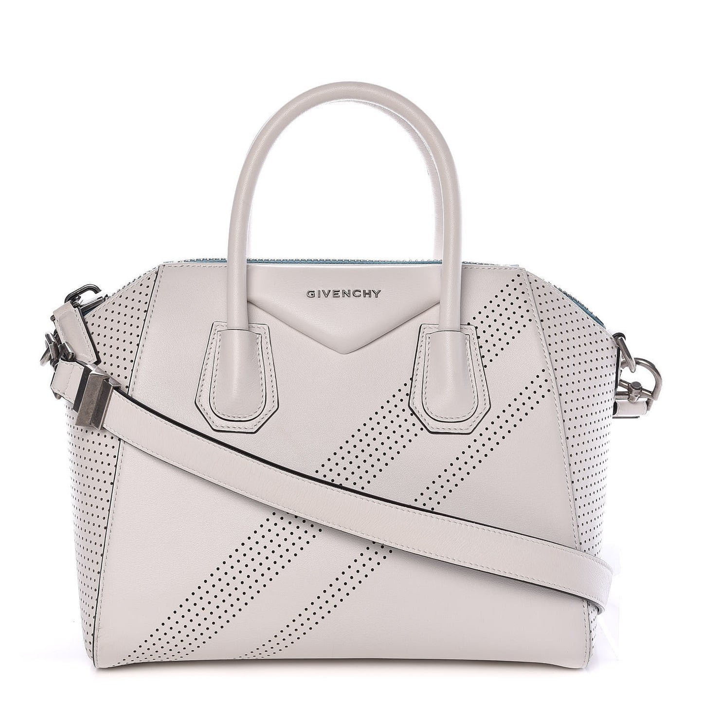 Lambskin Perforated Small Antigona White