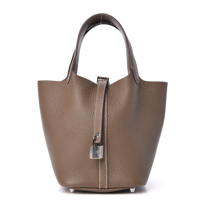 Hermes Taurillon Clemence Picotin Lock 18 PM Etoupe 1 of 9
