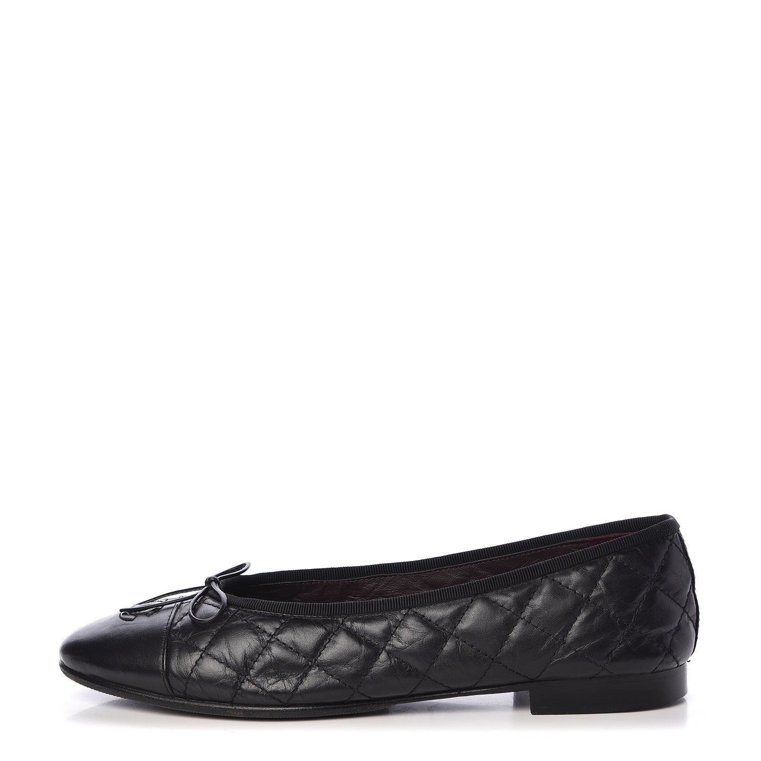 Chanel Aged Calfskin Quilted Cap Toe Ballerina Flats 39.5 Black 1 of 15