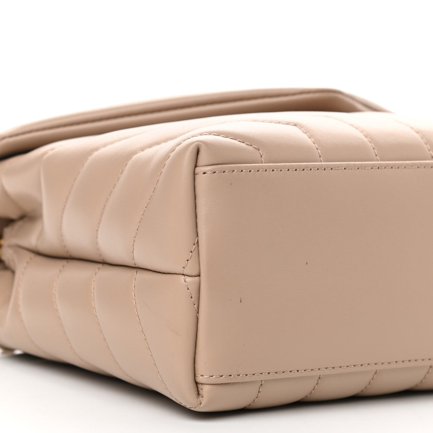 Calfskin Y Quilted Monogram Small Loulou Chain Satchel Dark Beige