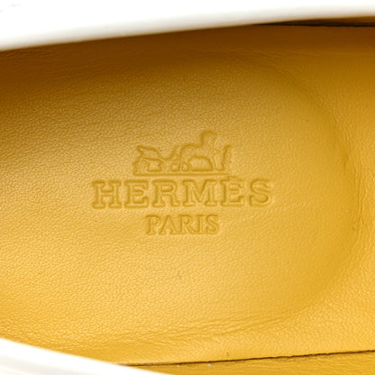 Hermes Calfskin Womens Paris Loafers 37.5 White Bois De Santal 7 of 9
