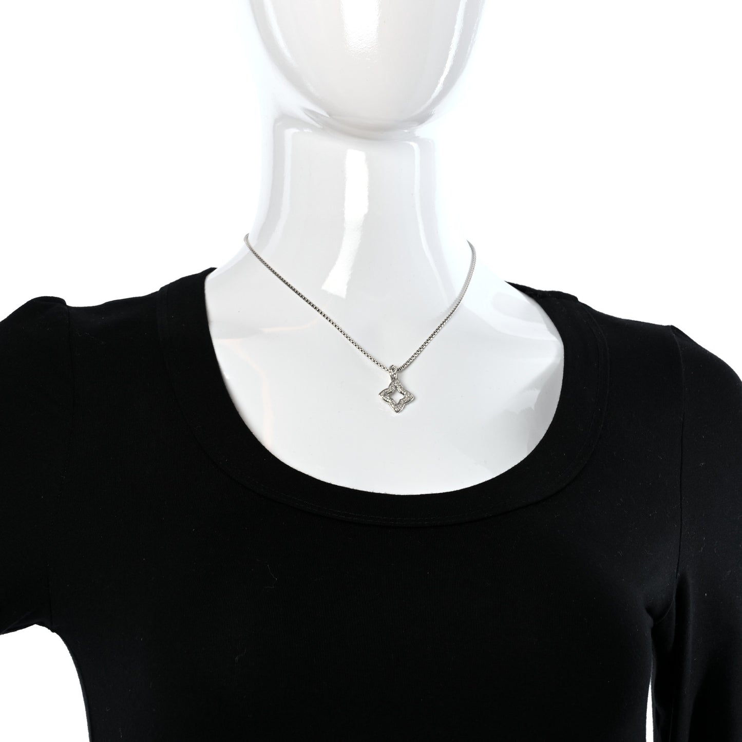 Sterling Silver Diamond Quatrefoil Pendant Necklace