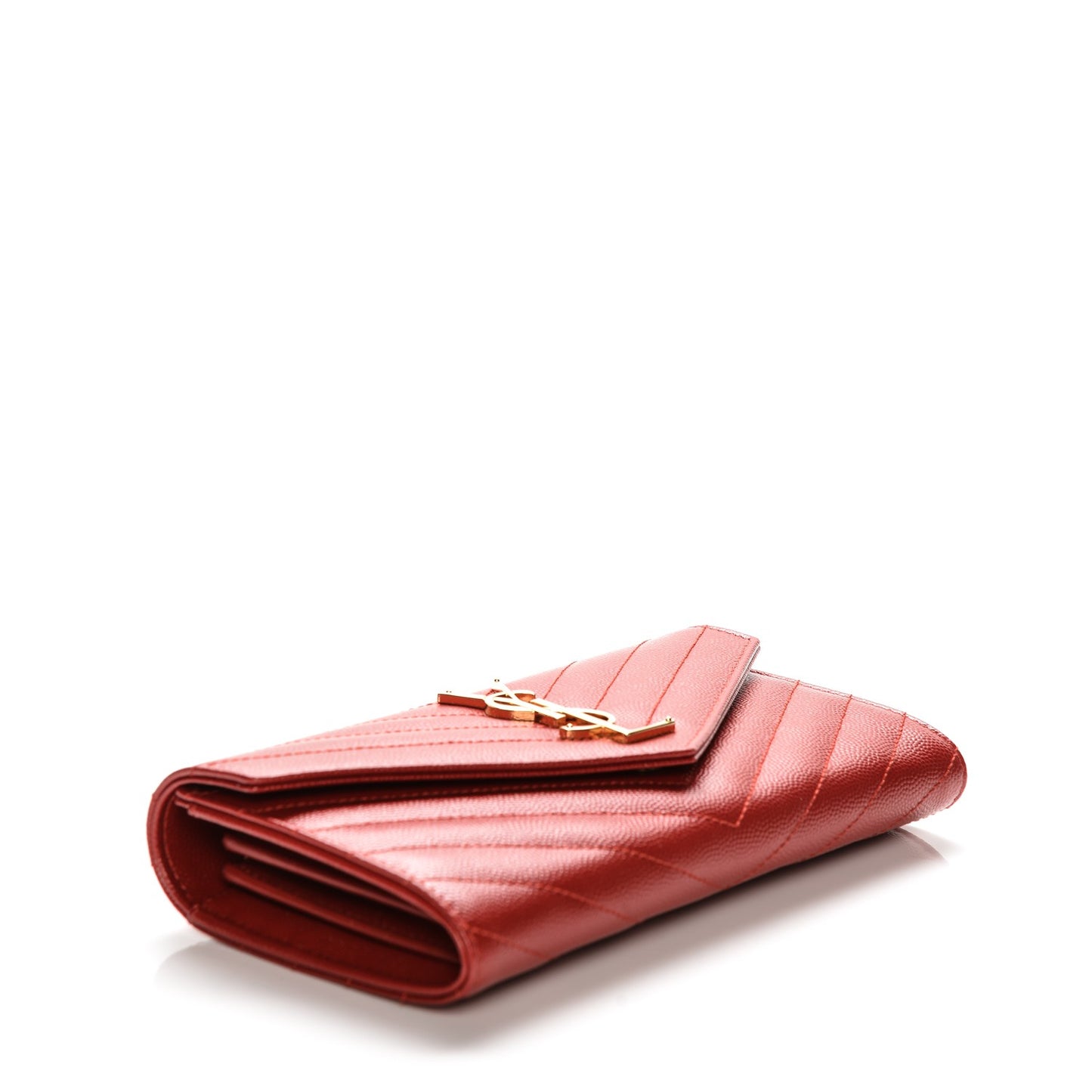 Grain De Poudre Matelasse Chevron Monogram Flap Wallet New Red