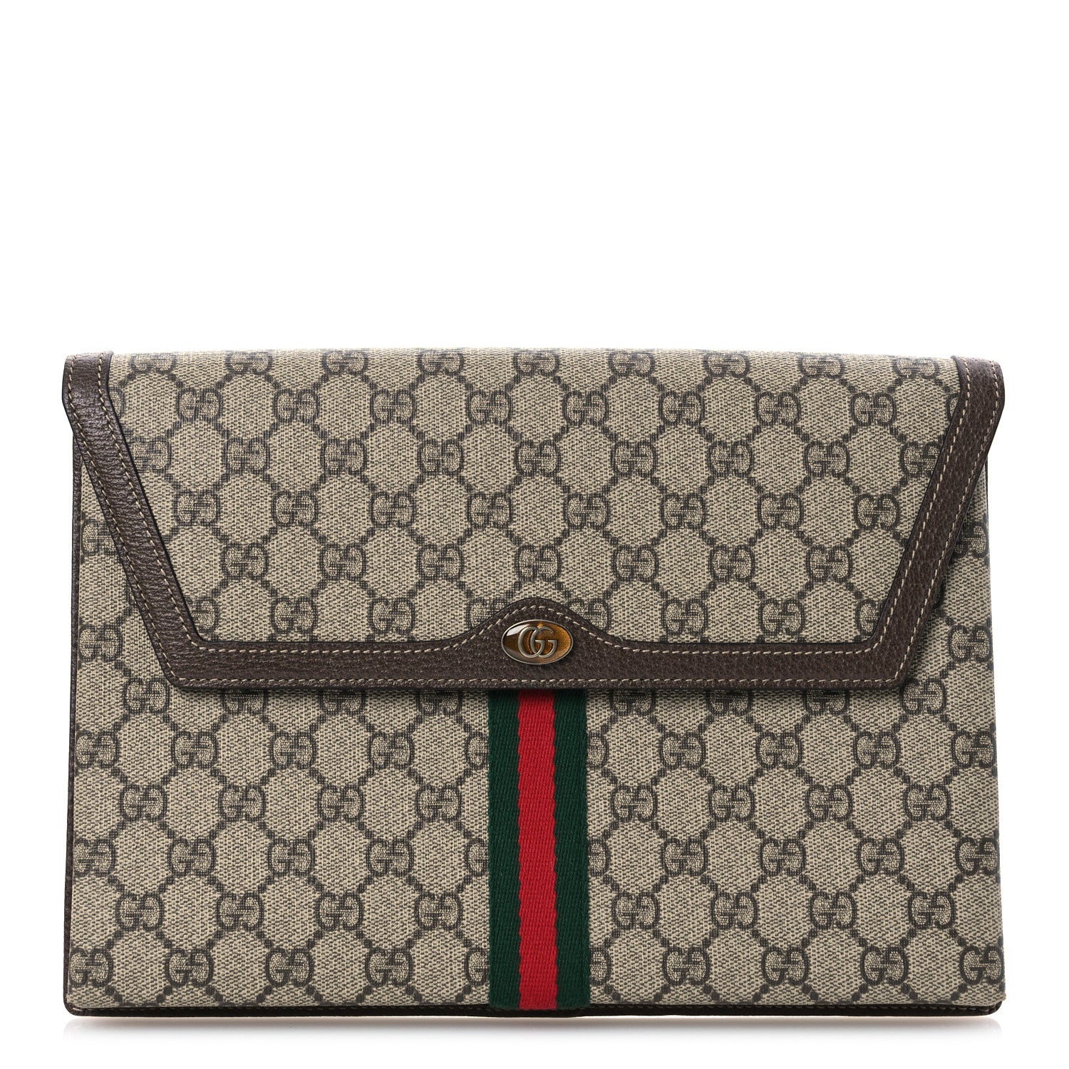Gucci GG Supreme Monogram Web Ophidia Clutch Beige New Acero 1 of 11