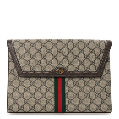 Gucci GG Supreme Monogram Web Ophidia Clutch Beige New Acero 1 of 11