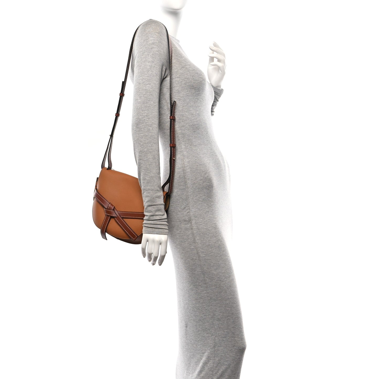 Grained Calfskin Small Gate Crossbody Bag Caramel Pecan
