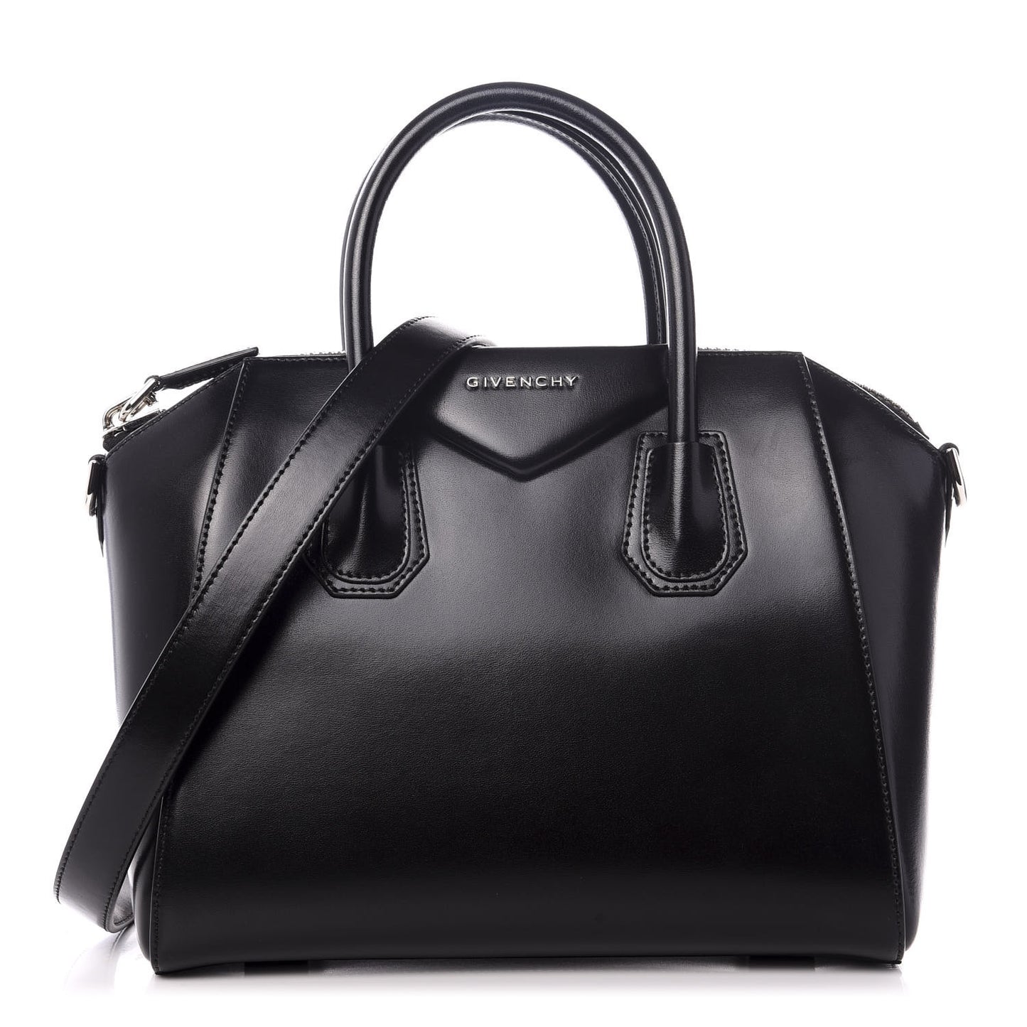 Shiny Lord Calfskin Small Antigona Black