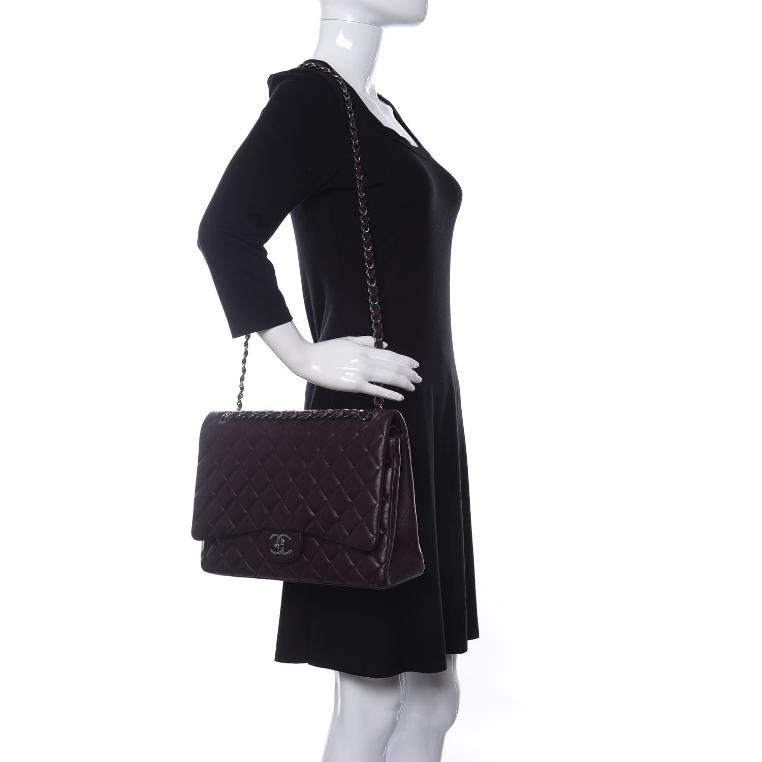 Chanel Lambskin Quilted Maxi Double Flap Purple 2 of 21