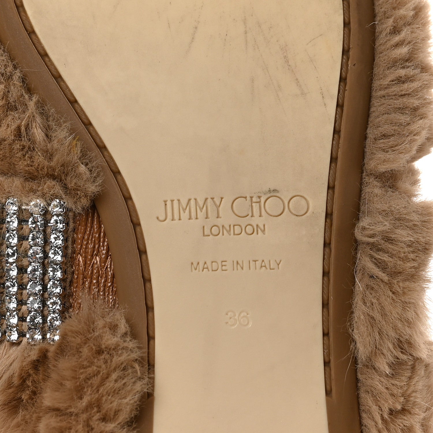 Jimmy Choo Faux Fur Crystal Krista Flats 36 Teddy 6 of 7