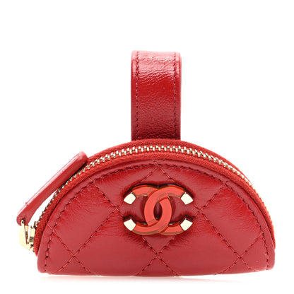 Chanel Shiny Crumpled Lambskin Flap Coin Purse Bracelet Red 1 of 6