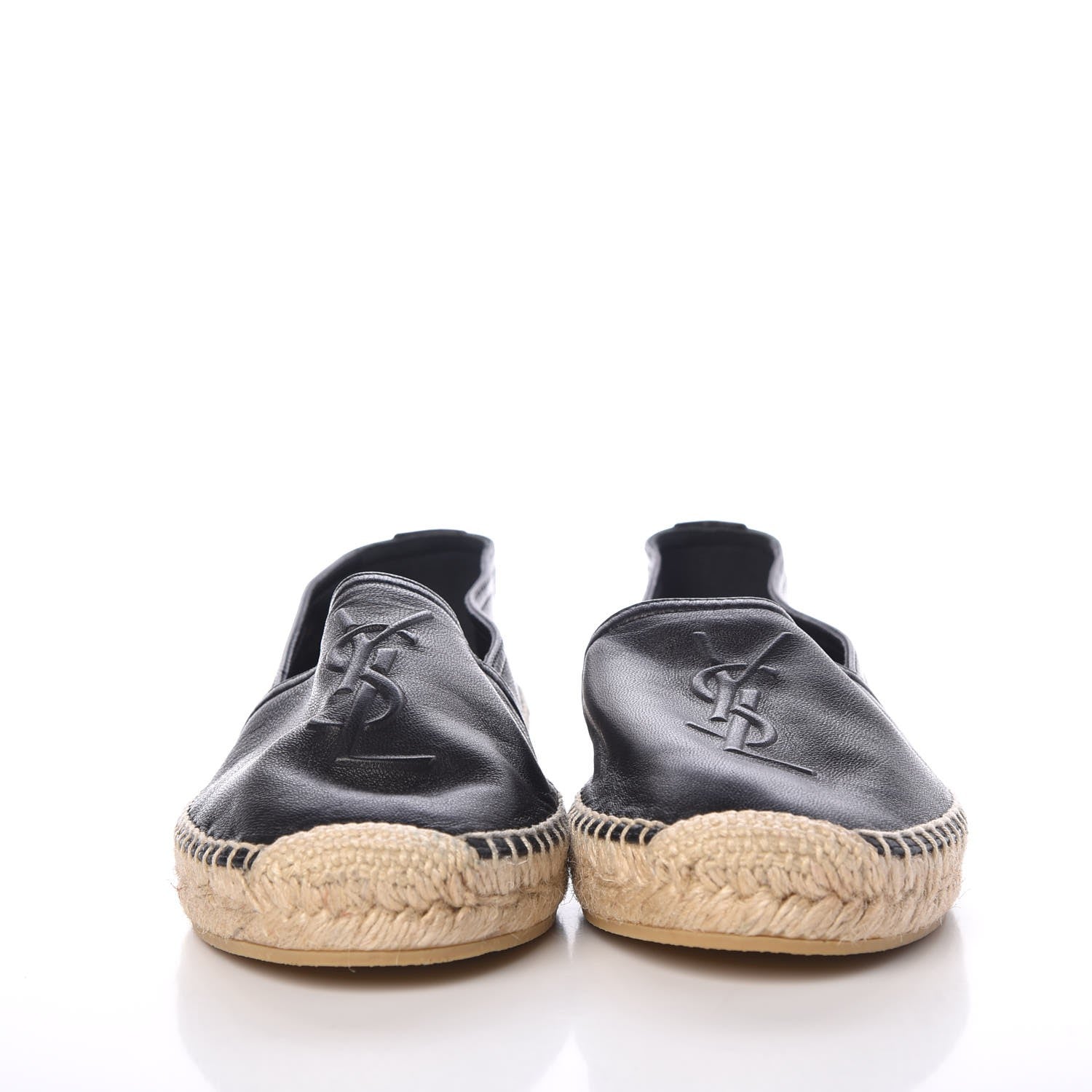Saint Laurent Lambskin Monogram Espadrilles 37.5 Black 2 of 10