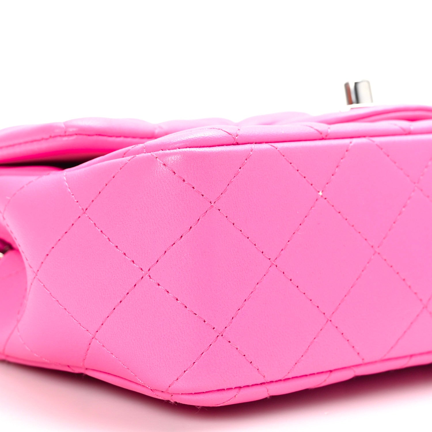 Chanel Lambskin Quilted Mini Rectangular Flap Neon Pink 9 of 10