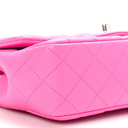 Chanel Lambskin Quilted Mini Rectangular Flap Neon Pink 9 of 10