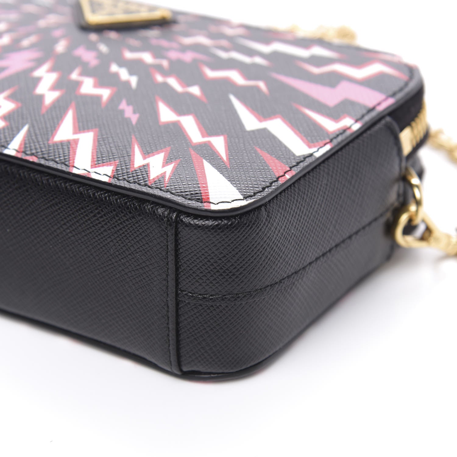 Prada X UNIVERSAL STUDIOS Saffiano Thunder Frankenstein Mini Double Zip Chain Crossbody Bag Lacca 9 of 10