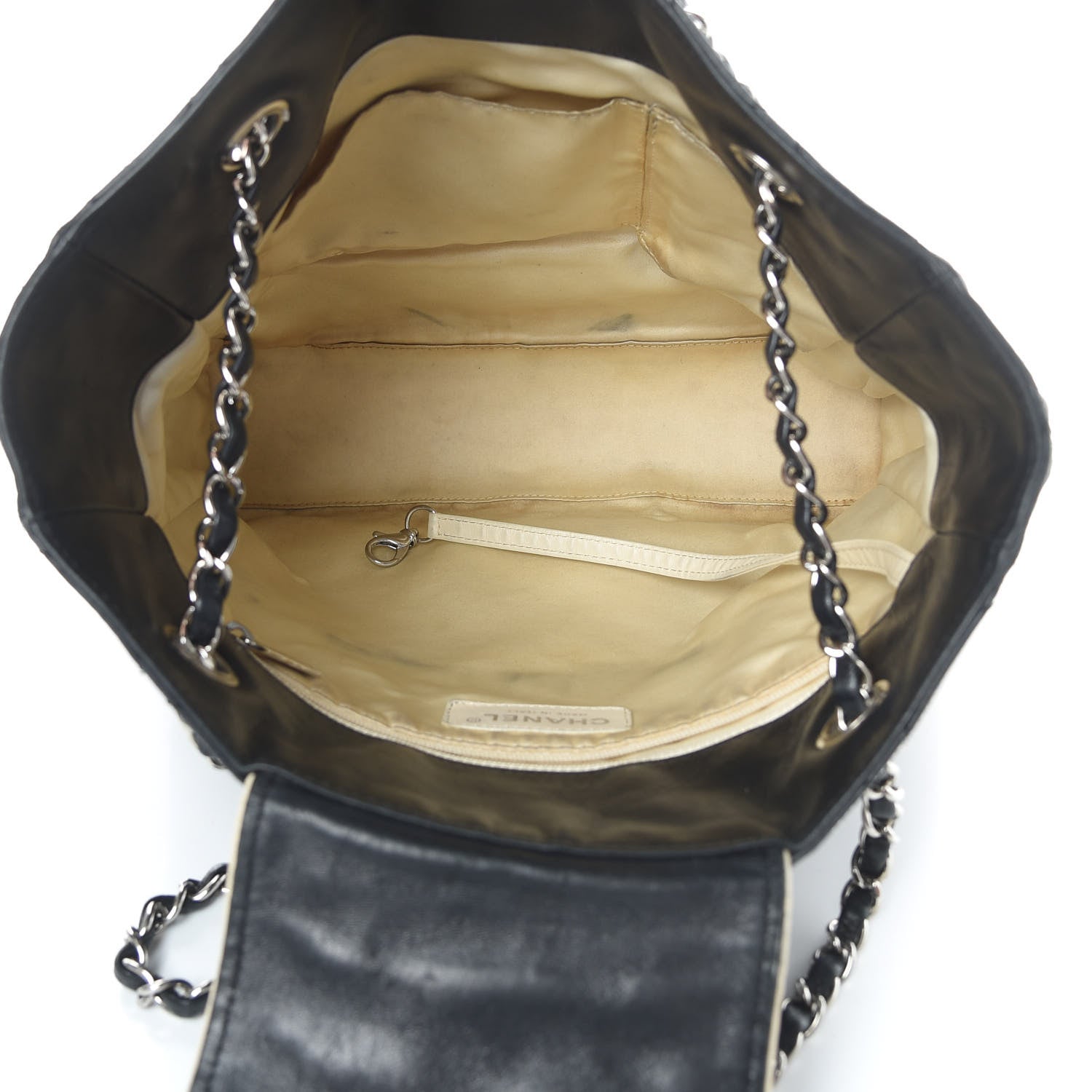 Chanel Glazed Lambskin Quilted Large North South Tote Black 5 of 15