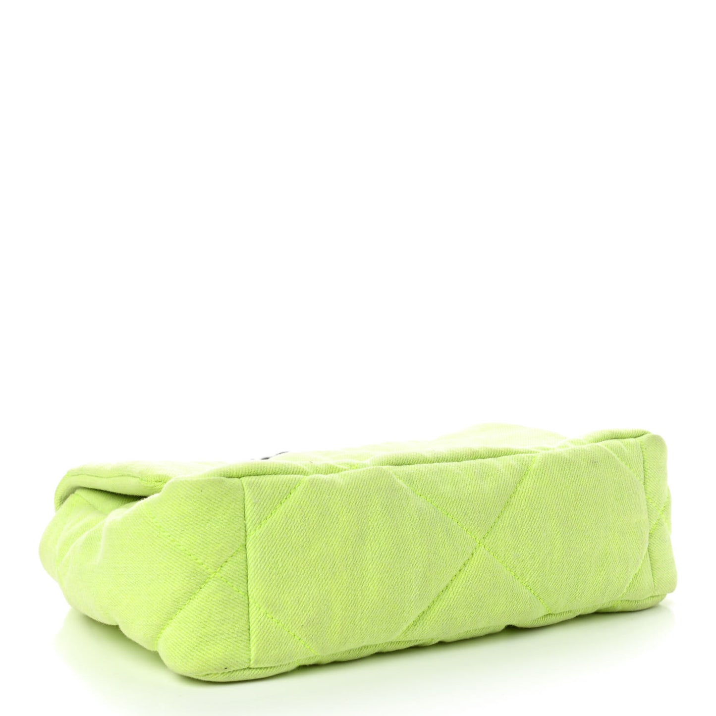 Denim Quilted Medium Chanel 19 Flap Neon Green