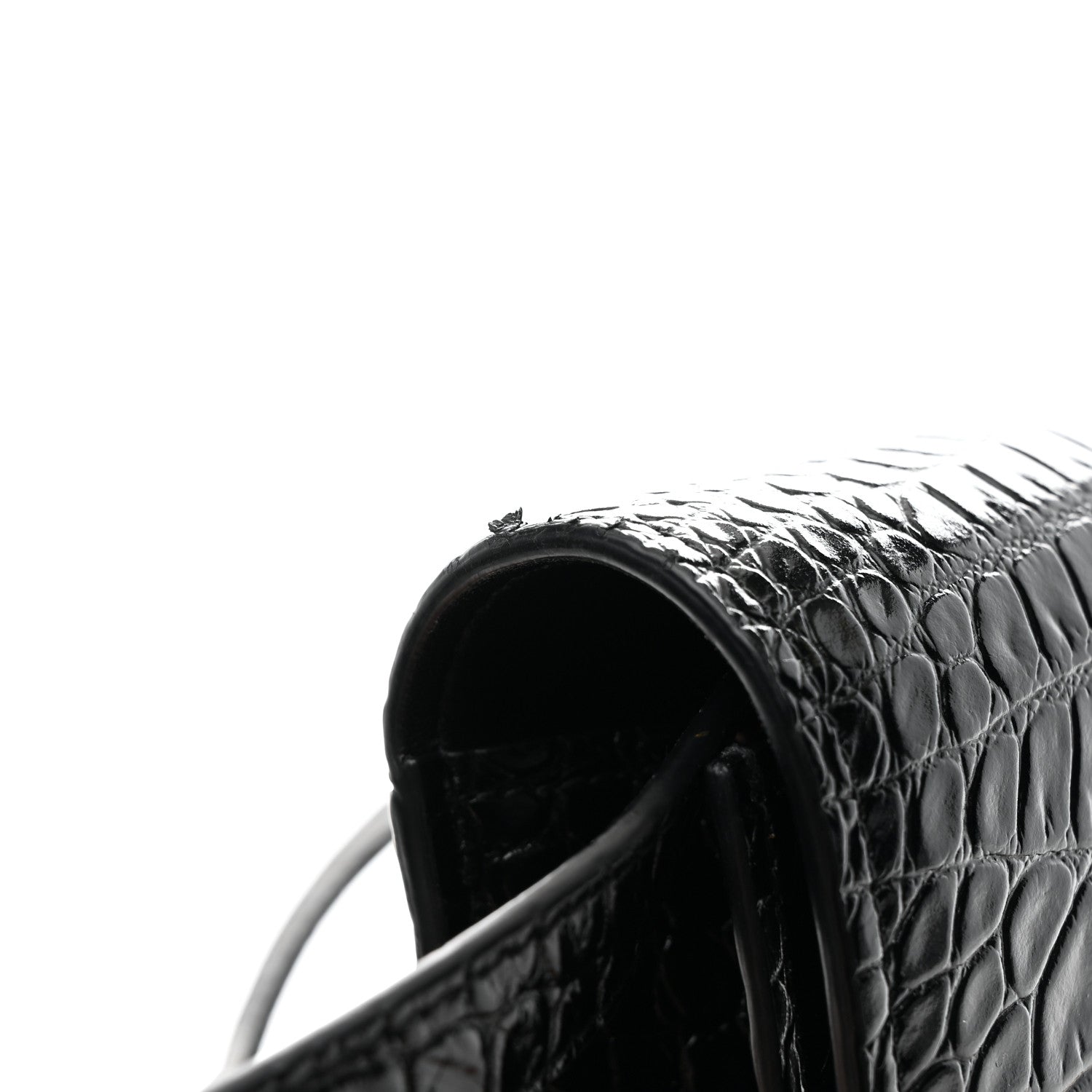 Alexander McQueen Calfskin Crocodile Embossed Four Ring Knuckle Crossbody Bag Black 11 of 12