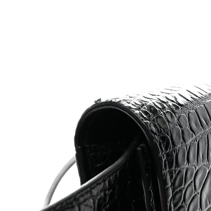 Alexander McQueen Calfskin Crocodile Embossed Four Ring Knuckle Crossbody Bag Black 11 of 12