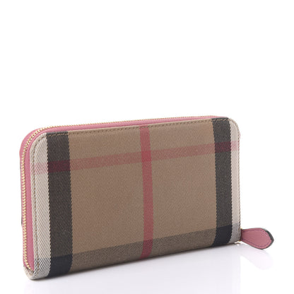 Burberry Grainy Calfskin House Check Elmore Zip Around Wallet Mauve Pink 2 of 8