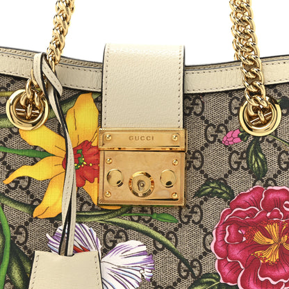 Gucci GG Supreme Monogram Flora Textured Calfskin Small Padlock Tote Beige Ebony Multicolor Mystic White 8 of 11