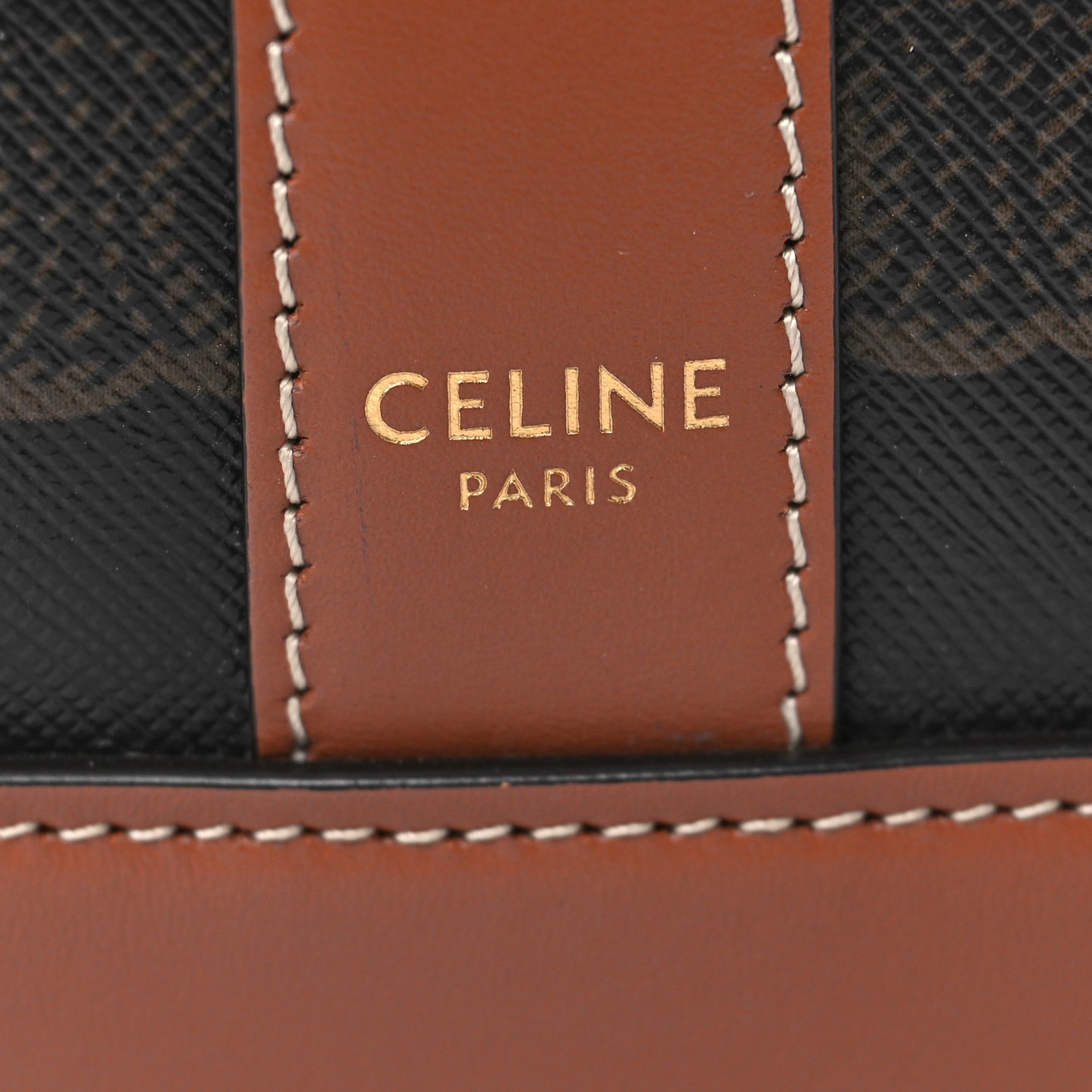Triomphe Canvas Calfskin Medium Bucket Bag Tan