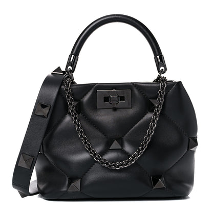 Valentino Garavani Nappa Monochrome Small Roman Stud The Handle Bag Black 1 of 11