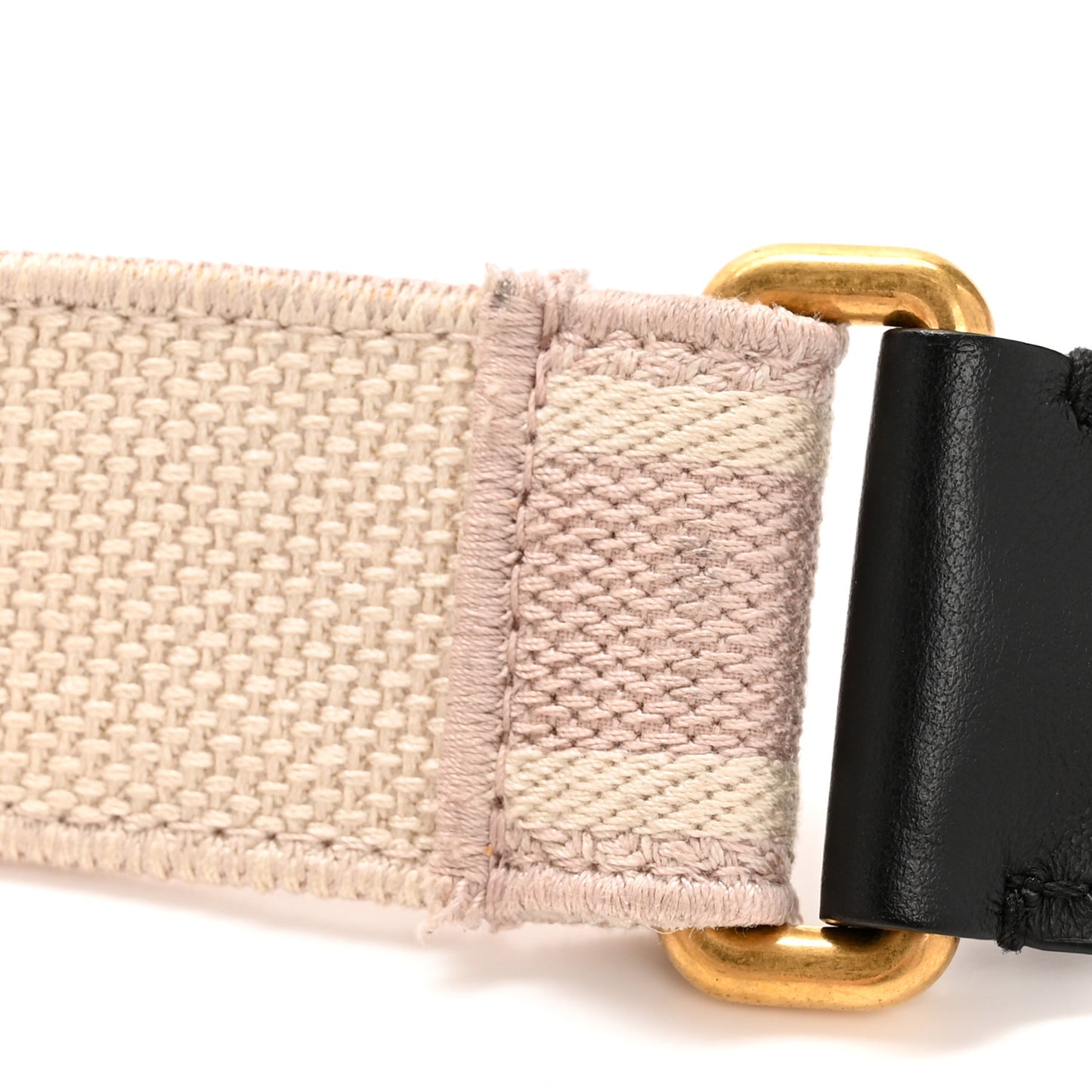 Canvas Embroidered Shoulder Strap Pink Beige
