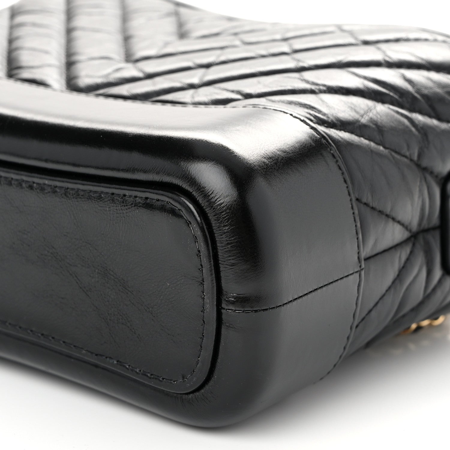 Chanel Aged Calfskin Chevron Quilted Small Gabrielle Hobo Black 9 of 9