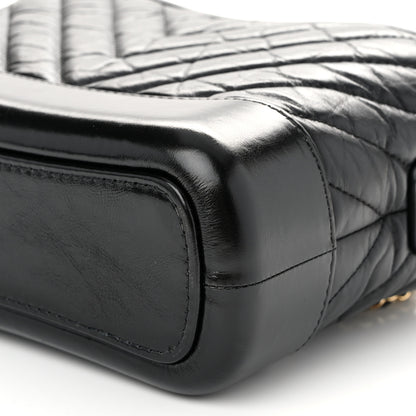 Chanel Aged Calfskin Chevron Quilted Small Gabrielle Hobo Black 9 of 9