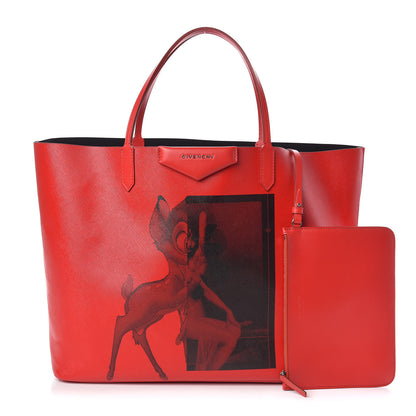 Givenchy Textured Coated Canvas Bambi Print Large Antigona Tote Red 1 of 12