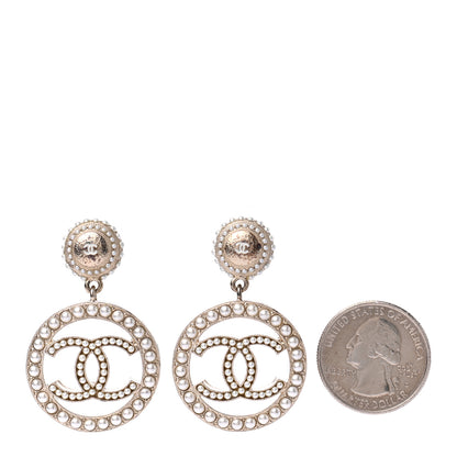 Chanel Pearl CC Drop Earrings Light Gold 2 of 4