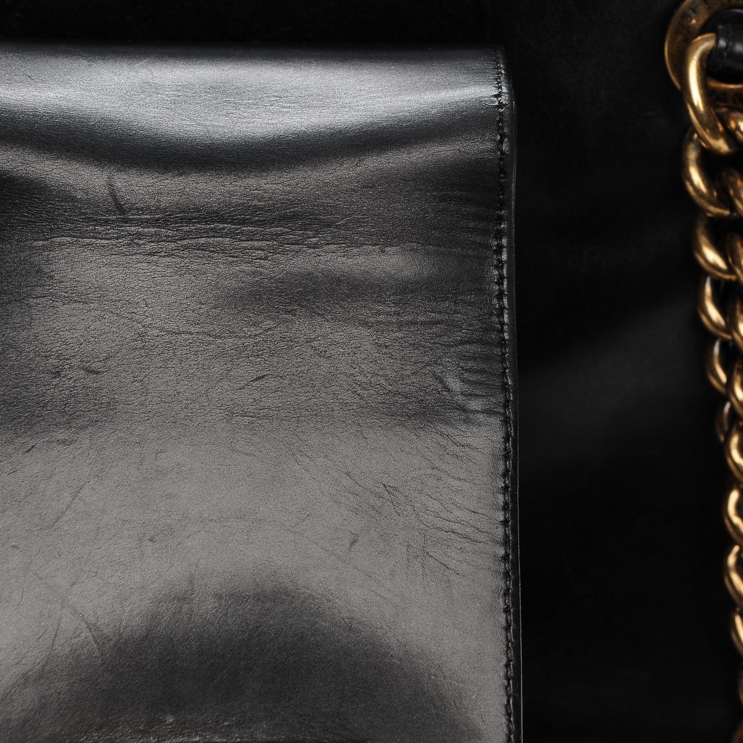 Glazed Calfskin Boy Tote Black