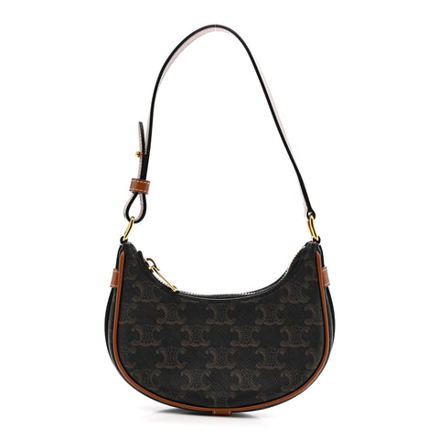 Canvas Calfskin Mini Ava Triomphe Shoulder Bag Tan