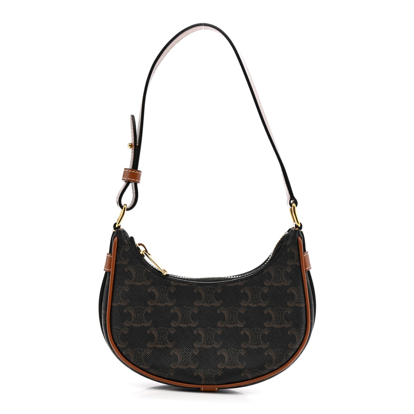 Canvas Calfskin Mini Ava Triomphe Shoulder Bag Tan