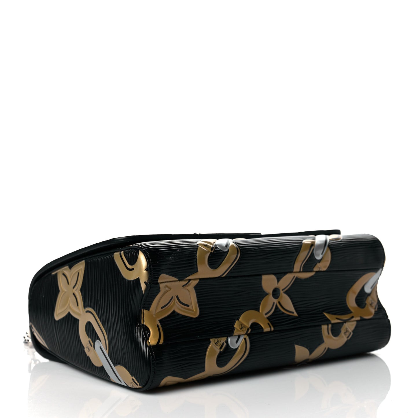 Epi Chain Flower Twist Shoulder Bag MM Black